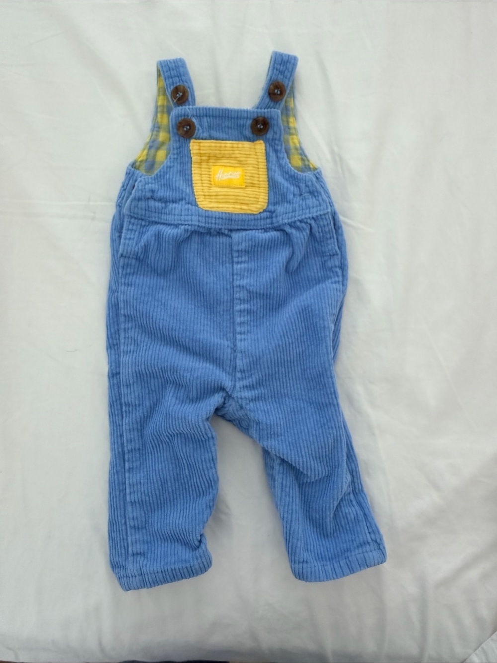 Hammies Baby Blue Corduroy Overalls with Yellow Pocket